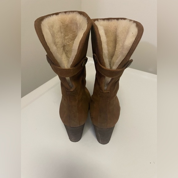 UGG Layna Shearling Brown Suede Fold Cuff Boots 6 - Picture 3 of 7